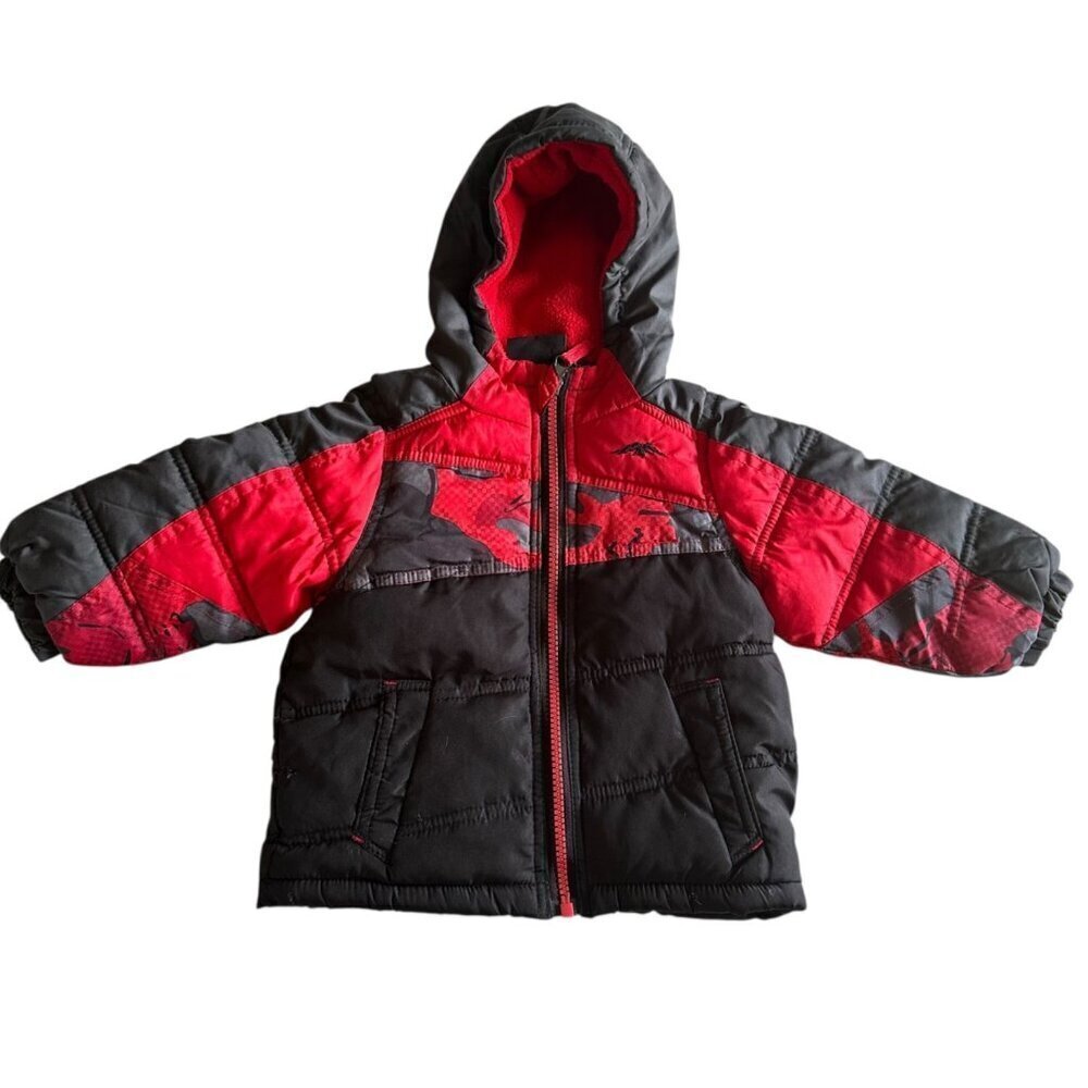 pacific trail jacket boys size 12M fleece lined hooded red black - Picture 2 of 11